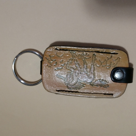 Genuine Leather Key Ring Disposable Lighter Holder Unicorn 🦄 Design Tan New - Picture 9 of 10